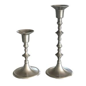 Vintage Silver Toned Classic Style Candlesticks - set of 2